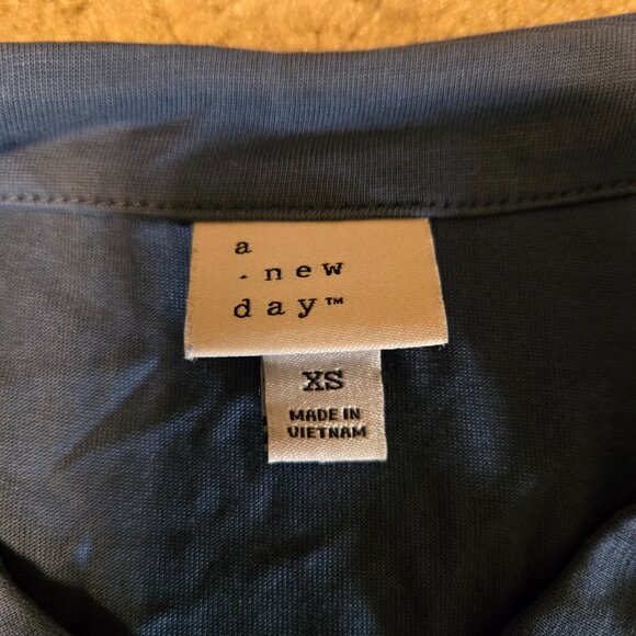 A New Day Stretch Long Sleeve Blouse with Mandarin Collar, Colbalt Blue - Picture 4 of 6